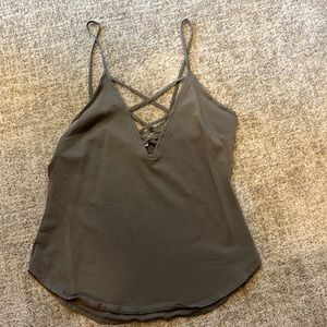 Express olive green strappy v neck tank size small